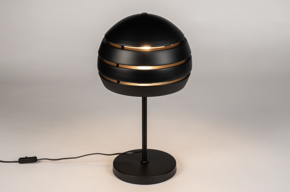 Stolní retro lampa Cantonn Nero and Gold